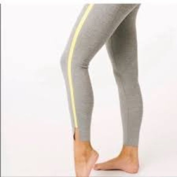 Zyia Grey Neon Yellow Racing Stripe High Rise Luxe Leggings Size 2 - Picture 12 of 13